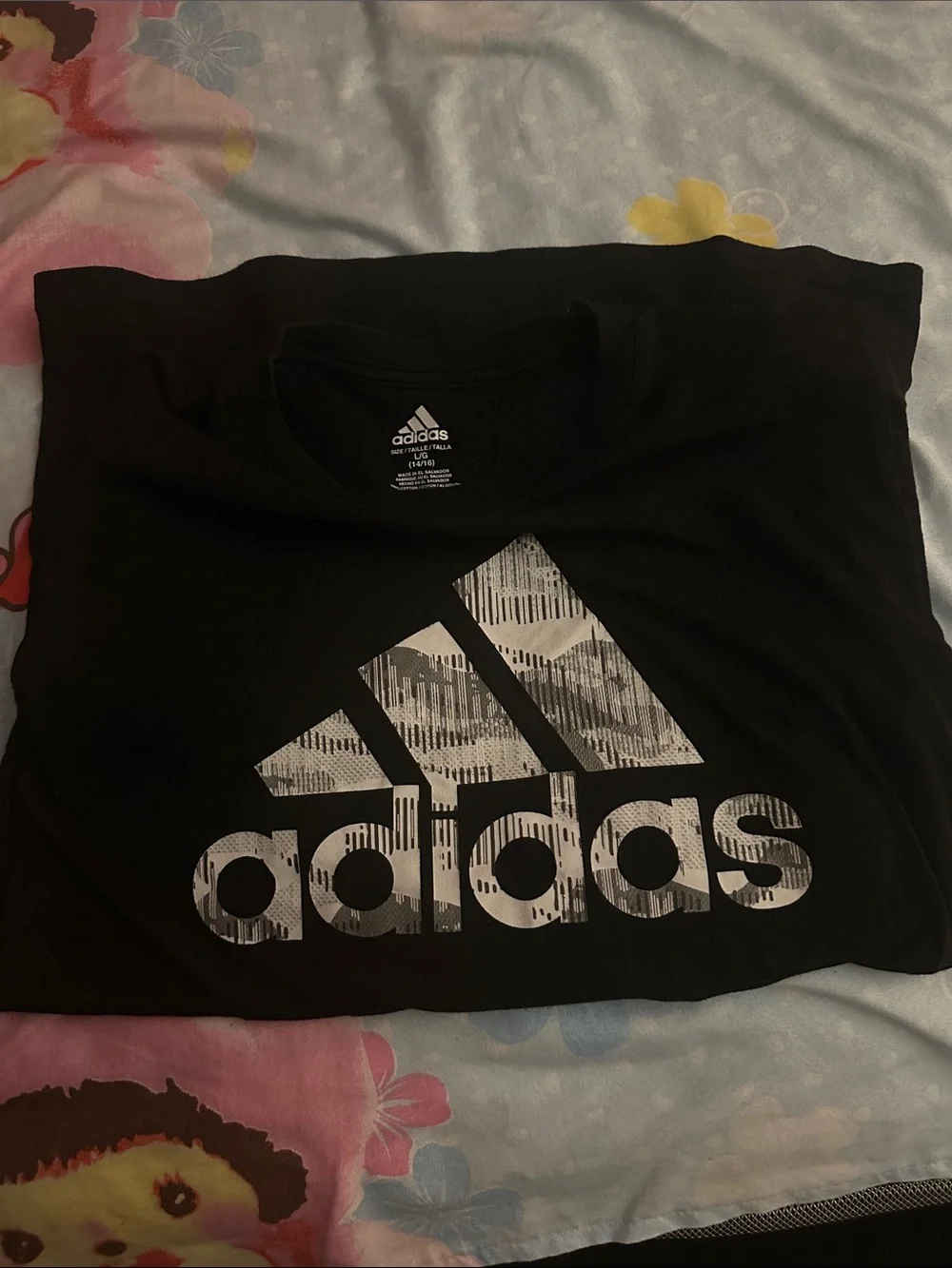 Adidas Black Long Sleeve Tee with White Graphic Logo